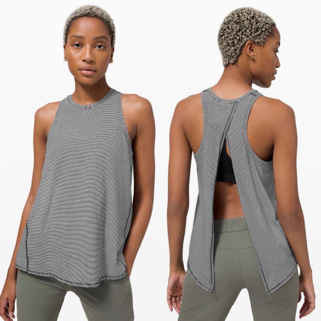 Lululemon All Tied Up Tank Tonka Stripe Black White 4 W1cuhs Split Back Top